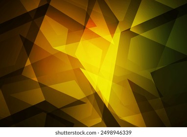 Verde oscuro, patrón de mosaico abstracto de Vector amarillo. Muestra geométrica triangular con gradiente.  Una nueva textura para tu Sitio web.