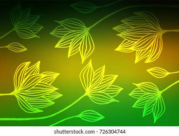 Dark Green, Yellow vector abstract doodle pattern. Creative illustration in blurred style with doodles and Zen tangles. The textured pattern can be used for website.