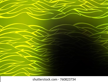 Dark Green, Yellow vector abstract doodle background. Blurred decorative design in Indian style with Zen tangles. A new texture for your design.