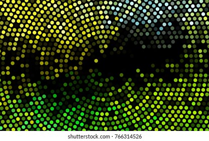 Dark Green, Yellow vector abstract pattern with circles. Geometry template for your business design. Background with colored spheres.