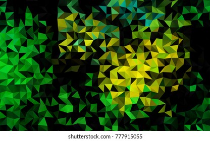 Dark Green, Yellow vector abstract polygonal pattern. Shining illustration, which consist of triangles. Brand-new design for your business.