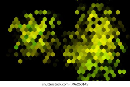 Dark Green, Yellow vector abstract textured polygonal background. Brand-new blurry hexagonal design. Pattern can be used for background.