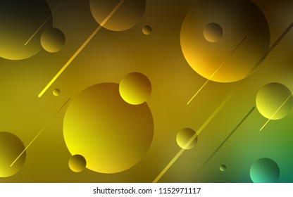 Dark Green, Yellow vector backdrop with dots. Blurred decorative design in abstract style with bubbles. Pattern can be used for ads, leaflets.