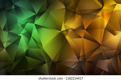 Dark Green, Yellow vector backdrop with lines, triangles. Decorative design in abstract style with triangles. Pattern for busines ad, booklets, leaflets