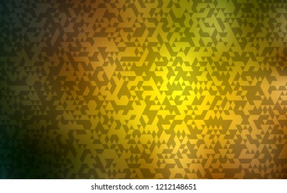 Dark Green, Yellow vector backdrop with lines, triangles. Glitter abstract illustration with triangular shapes. Pattern for busines ad, booklets, leaflets