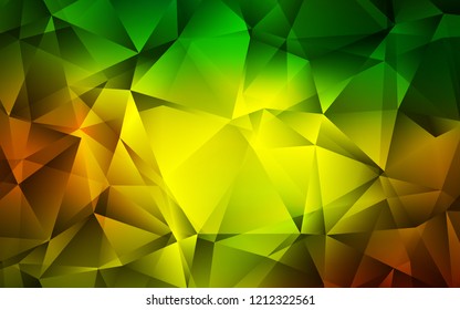 Dark Green, Yellow vector backdrop with lines, triangles. Triangles on abstract background with colorful gradient. Pattern for busines ad, booklets, leaflets