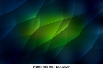 Dark Green, Yellow vector backdrop with lines, triangles. Triangles on abstract background with colorful gradient. The template can be used as a background.