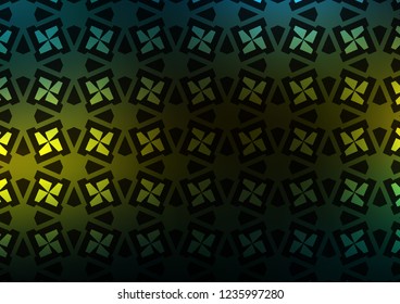 Dark Green, Yellow vector backdrop with lines, rhombus. Lines, rhombus with colorful gradient. Modern template for your landing page.