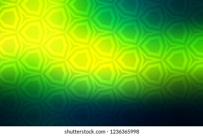 Dark Green, Yellow vector backdrop with hexagons. Blur background with colorful hexagons. Design for your business advert.