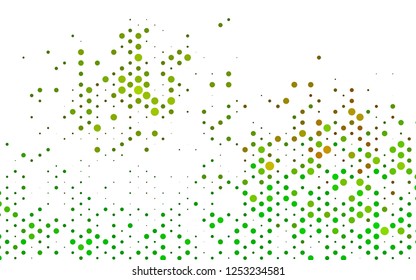 Dark Green, Yellow vector backdrop with dots, spots. Abstract illustration with colored bubbles in nature style. Design for posters, banners.