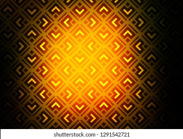 Dark Green, Yellow vector backdrop with lines, cubes. Colorful illustration with lines, cubes on abstract template. Pattern for ads, posters, banners.