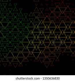 Dark Green, Yellow vector backdrop with lines, triangles. Gradient triangles in abstract style on simple form. Pattern for commercials.