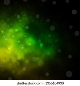 Dark Green, Yellow vector backdrop with circles. Illustration with set of shining colorful abstract spheres. New template for your brand book.