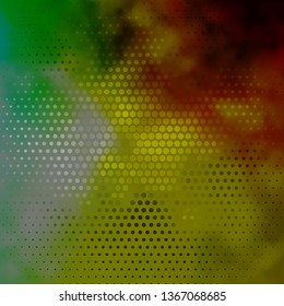 Dark Green, Yellow vector backdrop with circles. Abstract colorful disks on simple gradient background. Design for your commercials.