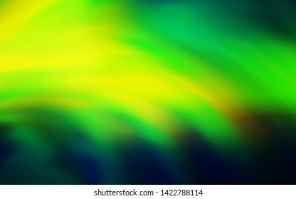Dark Green, Yellow vector backdrop with curved lines. Colorful geometric sample with gradient lines.  Template for cell phone screens.
