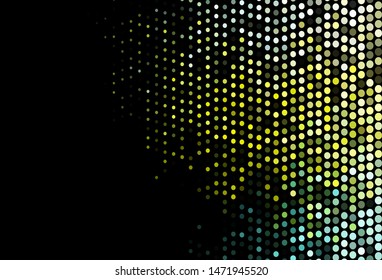 Dark Green, Yellow vector backdrop with dots. Blurred decorative design in abstract style with bubbles. Pattern for beautiful websites.