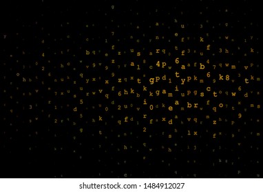 Dark Green, Yellow vector backdrop with english symbols. Blurred design in simple style with signs of alphabet. Pattern for booklets, leaflets of education.
