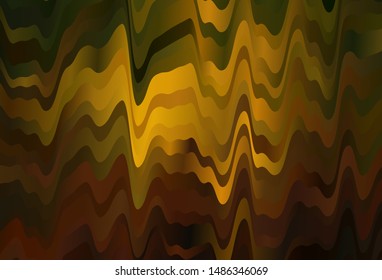 Dark Green, Yellow vector backdrop with bent lines. A completely new colorful illustration in simple style. New composition for your brand book.