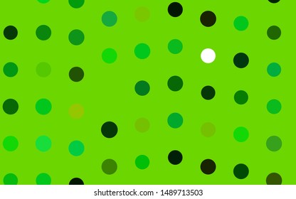 Dark Green, Yellow vector backdrop with dots. Blurred bubbles on abstract background with colorful gradient. Pattern for ads, leaflets.