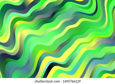 Dark Green, Yellow vector backdrop with curved lines. Colorful illustration in simple style with gradient. New composition for your brand book.