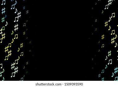 Dark Green, Yellow vector backdrop with music notes. Abstract illustration with colorful symbols of melody. Pattern for websites of musitians.