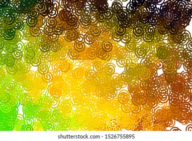 Dark Green, Yellow vector backdrop with curved lines. An elegant bright illustration with gradient. Colorful wave pattern for your design.