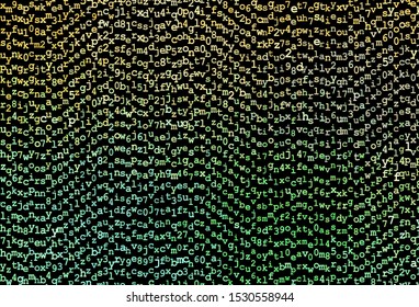 Dark Green, Yellow vector backdrop with english symbols. Shining colorful illustration with isolated letters. Pattern for booklets, leaflets of education.