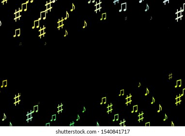 Dark Green, Yellow vector backdrop with music notes. Modern abstract illustration with melody keys. Modern design for wallpapers.