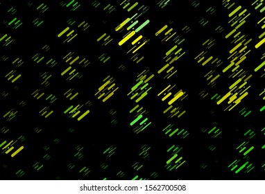 Dark Green, Yellow vector backdrop with long lines. Glitter abstract illustration with colored sticks. Pattern for business booklets, leaflets.