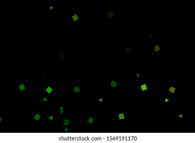 Dark Green, Yellow vector backdrop with lines, circles, rhombus. Decorative design in abstract style with lines, dots, cubes. Best design for your ad, poster, banner.