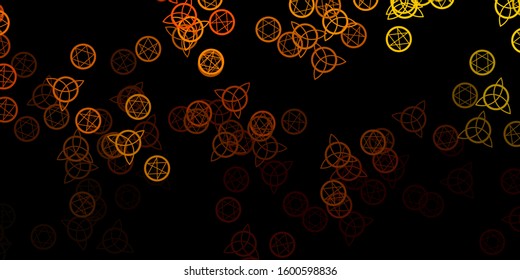 Dark Green, Yellow vector backdrop with mystery symbols. Colorful mystic symbols with a gradient in ancient style. Simple base for your occult design.