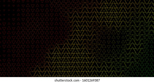 Dark Green, Yellow vector backdrop with lines, triangles. Illustration with set of colorful triangles. Pattern for booklets, leaflets
