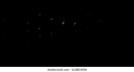 Dark Green, Yellow vector backdrop with woman's power symbols. Colorful feminism symbols with a gradient in modern style. Design for International Women’s Day.