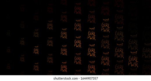 Dark Green, Yellow vector backdrop with woman's power symbols. Illustration with signs of women's strength and power. Design for International Women’s Day.