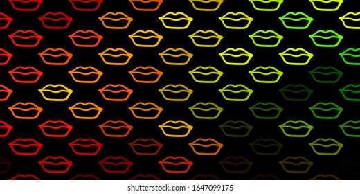Verde oscuro, fondo vectorial amarillo con los símbolos de poder de la mujer. Ilustración colorida con formas de feminismo degradado. Antecedentes del Día Internacional de la Mujer.