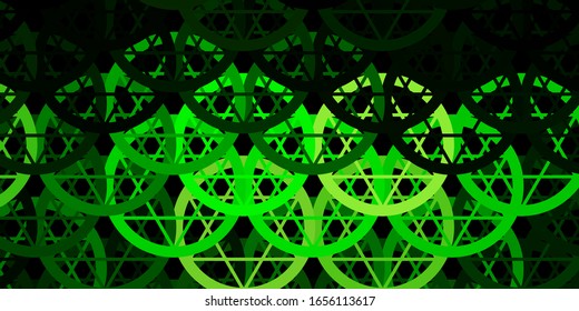 Dark Green, Yellow vector backdrop with mystery symbols. Colorful mystic symbols with a gradient in ancient style. Simple base for your occult design.