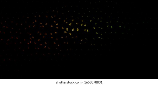 Dark Green, Yellow vector backdrop with mystery symbols. Colorful mystic symbols with a gradient in ancient style. Simple base for your occult design.