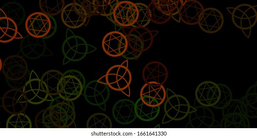 Dark Green, Yellow vector backdrop with mystery symbols. Illustration with magical signs of spiritual power. Design for magic, spiritual events.