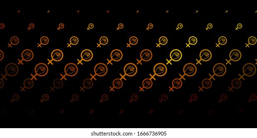 Dark Green, Yellow vector backdrop with woman's power symbols. Abstract illustration with a depiction of women's power. Simple design for your web site.