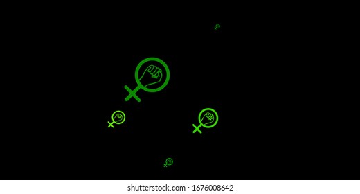 Dark Green, Yellow vector backdrop with woman's power symbols. Colorful feminism symbols with a gradient in modern style. Elegant design for wallpapers.
