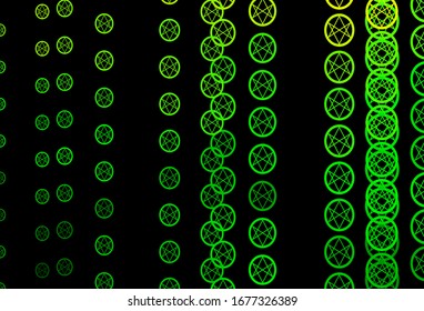 Dark Green, Yellow vector backdrop with mystery symbols. Illustration with magical signs of spiritual power. Best design halloween events.