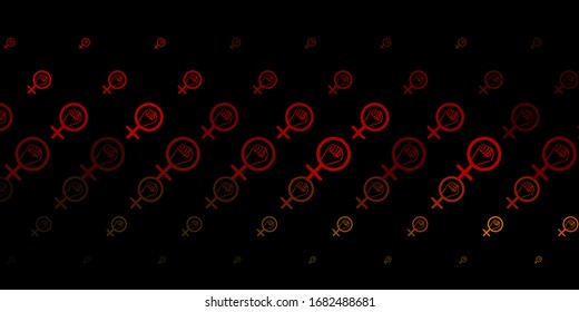 Dark Green, Yellow vector backdrop with woman's power symbols. Illustration with signs of women's strength and power. Elegant design for wallpapers.