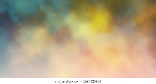 Dark Green, Yellow vector backdrop with cumulus. Abstract colorful clouds on gradient illustration. Colorful pattern for appdesign.