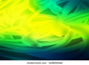 Dark Green, Yellow vector backdrop with wry lines. Modern gradient abstract illustration with bandy lines. Colorful wave pattern for your design.