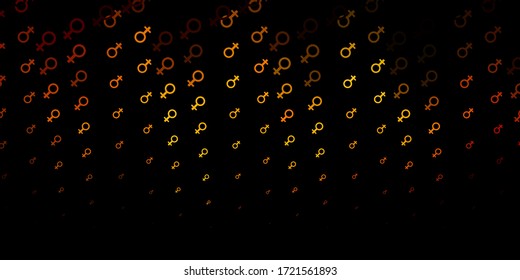 Dark Green, Yellow vector backdrop with woman's power symbols. Colorful feminism symbols with a gradient in modern style. Simple design for your web site.