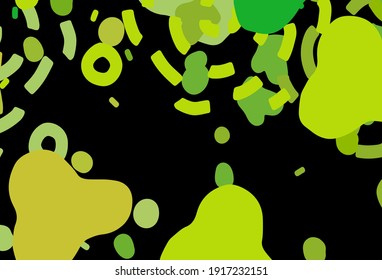 Verde oscuro, fondo vectorial amarillo con formas memphis. Diseño decorativo en estilo abstracto con formas aleatorias. Diseño elegante para tapices.