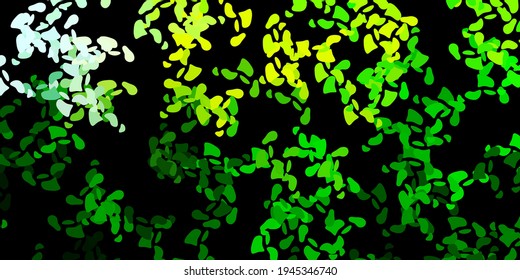 Dark green, yellow vector backdrop with chaotic shapes. Colorful abstract forms with gradient in simple style. Background for cell phones.