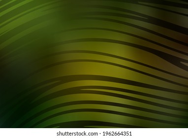 Dark Green, Yellow vector backdrop with bent lines. Smart illustration in abstract style with gradient lines.  A sample for your ideas.