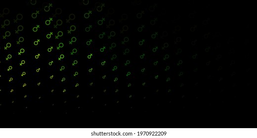 Dark Green, Yellow vector backdrop with woman's power symbols. Simple design in abstract style with women’s rights activism. Best design to show the power of women.