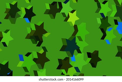 Dark Green, Yellow vector backdrop with small and big stars. Glitter abstract illustration with colored stars. Best design for your ad, poster, banner.